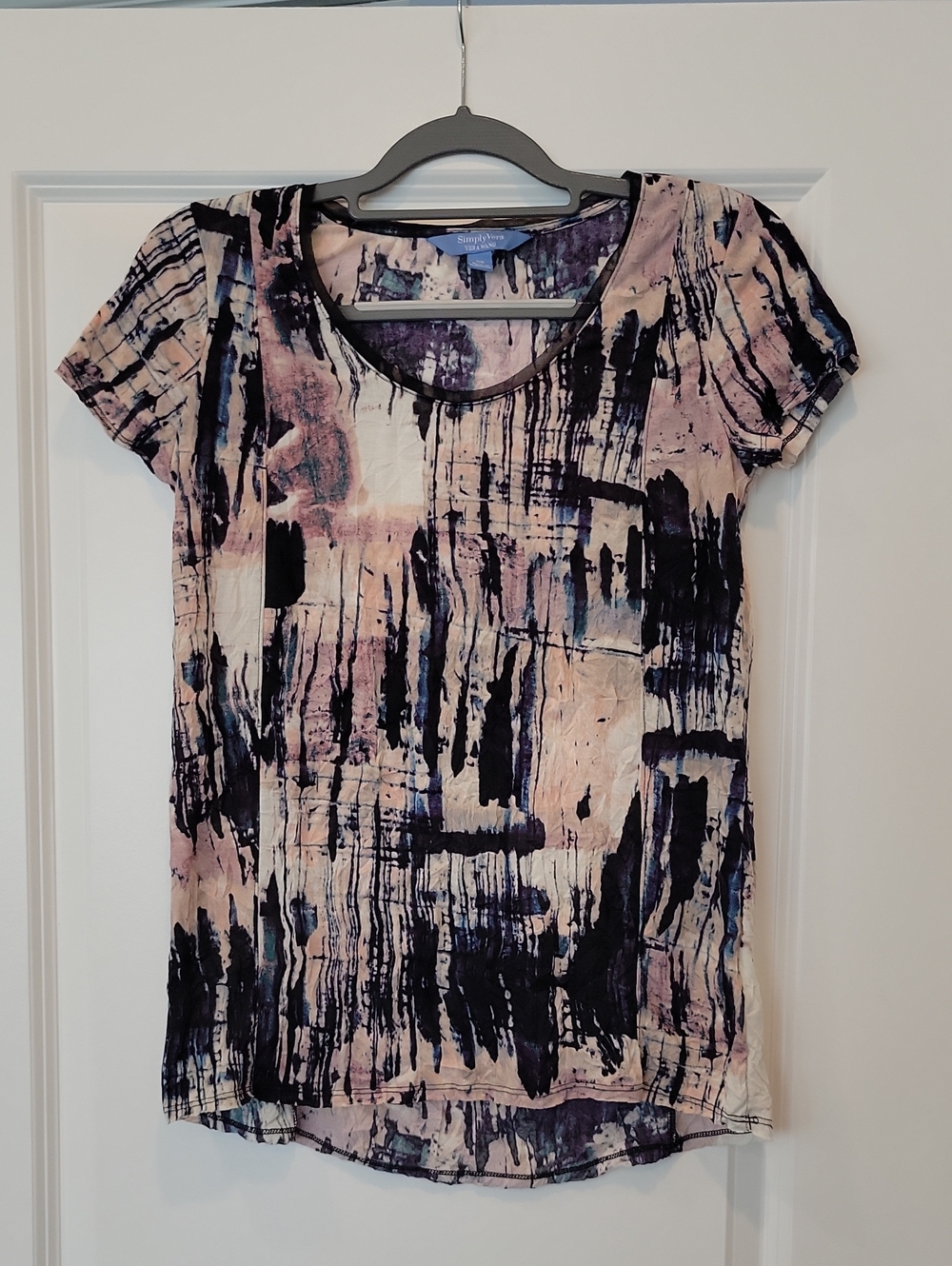 Simply Vera Wang Tunic Style Blouse Beige Multicolred Top XS NWOT